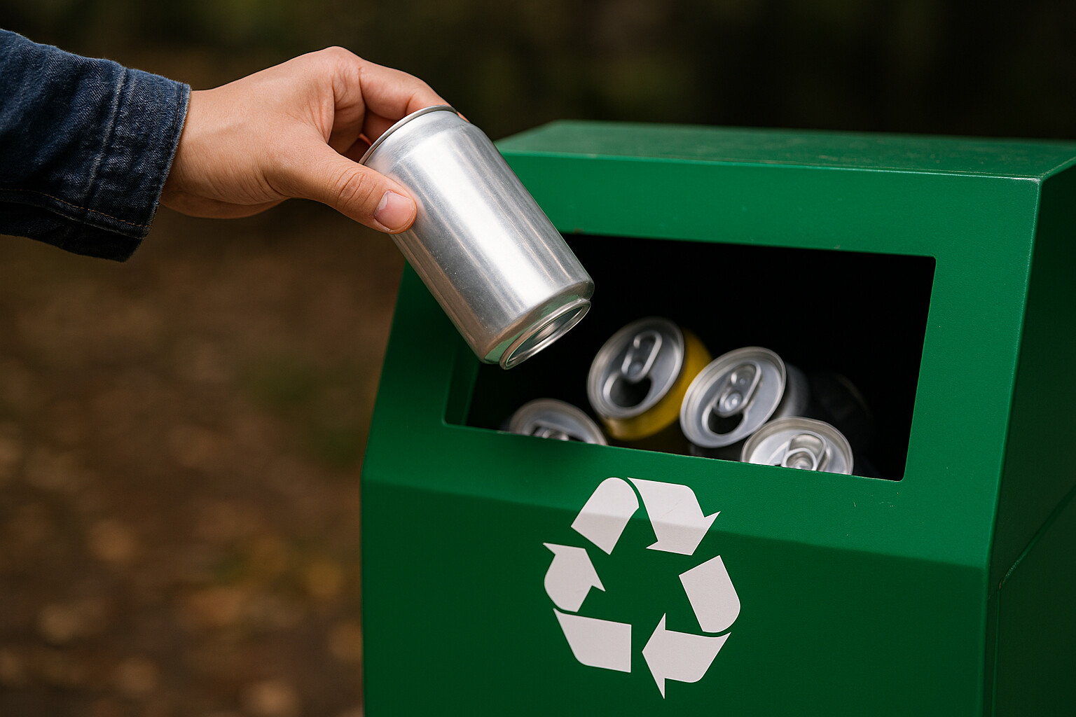 一群鋁罐被整齊地放入回收桶中背景是乾淨 | Metal Packaging Manufacturer | Can & End Production | GCM